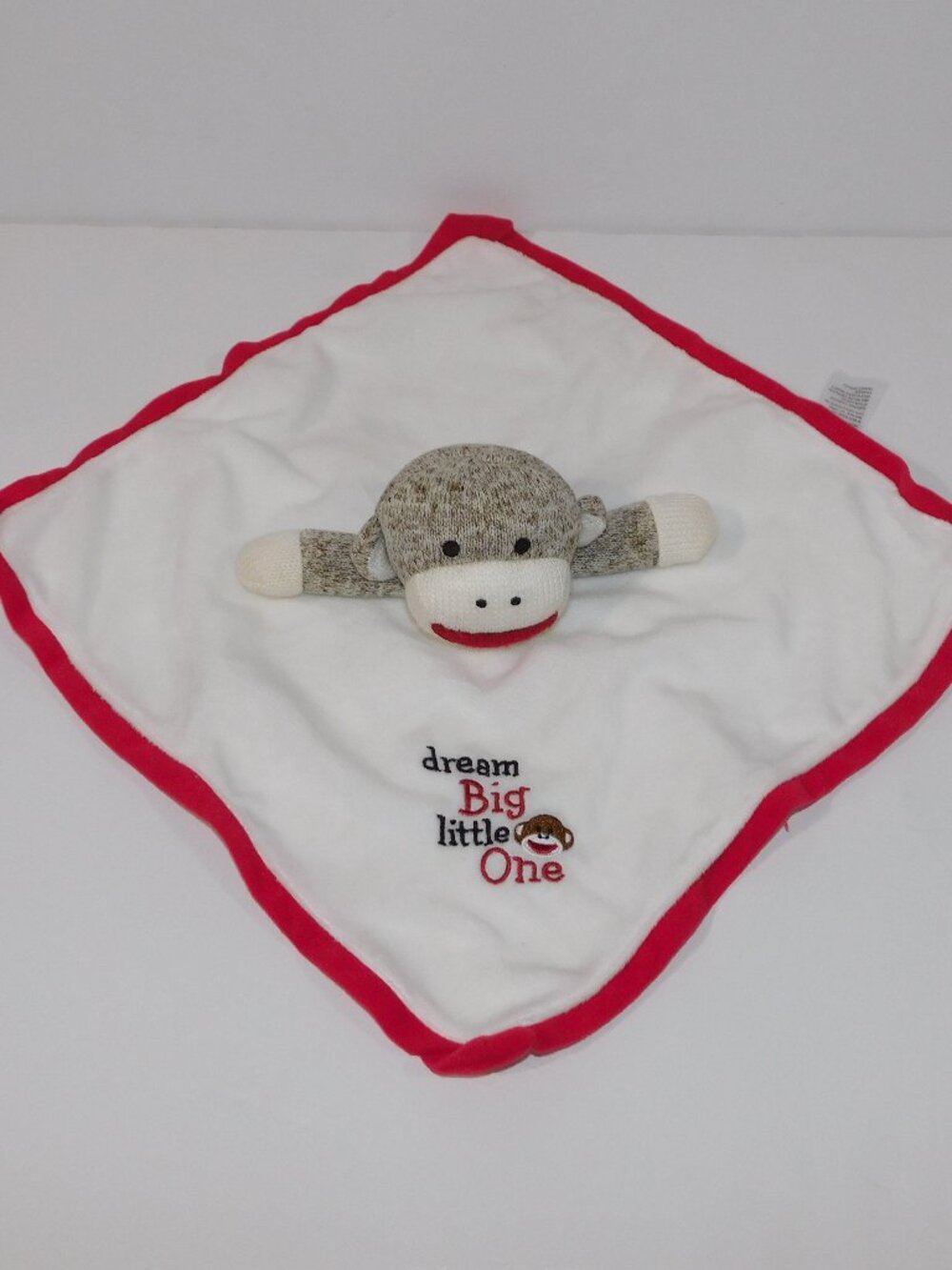 Baby Starters Brown Sock Monkey White Red Security Blanket Dream Big Little One